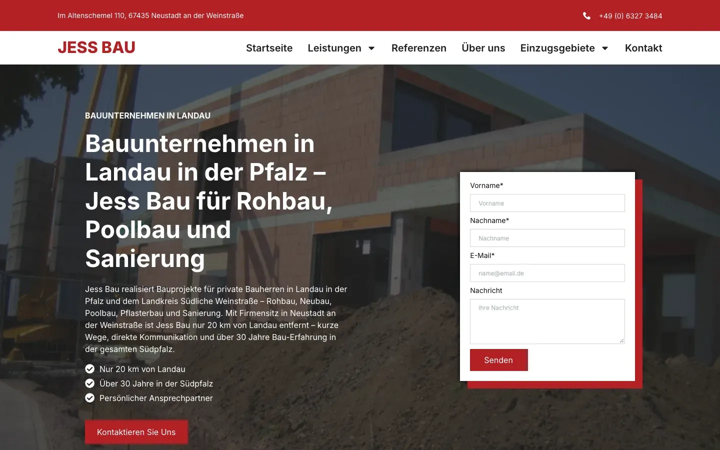 Seite für das Einzugsgebiet Landau in der Pfalz