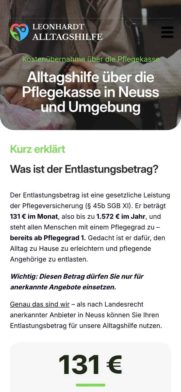 Erklärung des Entlastungsbetrags auf dem Handy