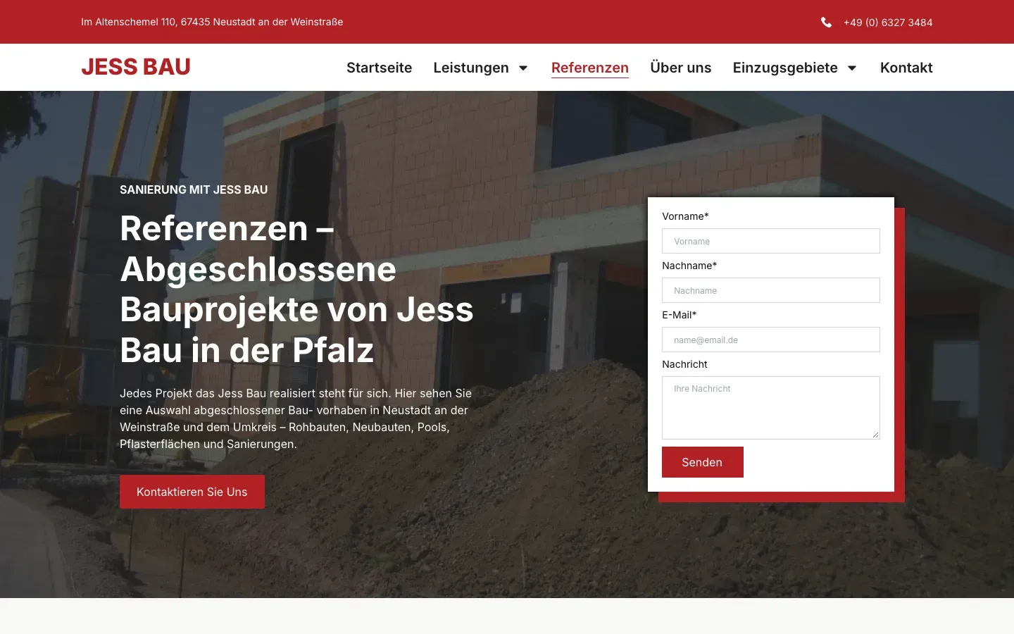 Referenzseite mit abgeschlossenen Bauprojekten